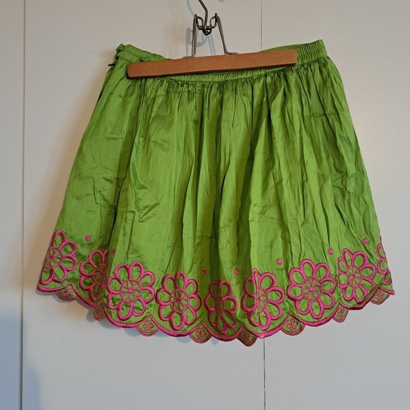 Lilly Pulitzer white label size 8 green silk skirt EUC - Picture 3 of 5